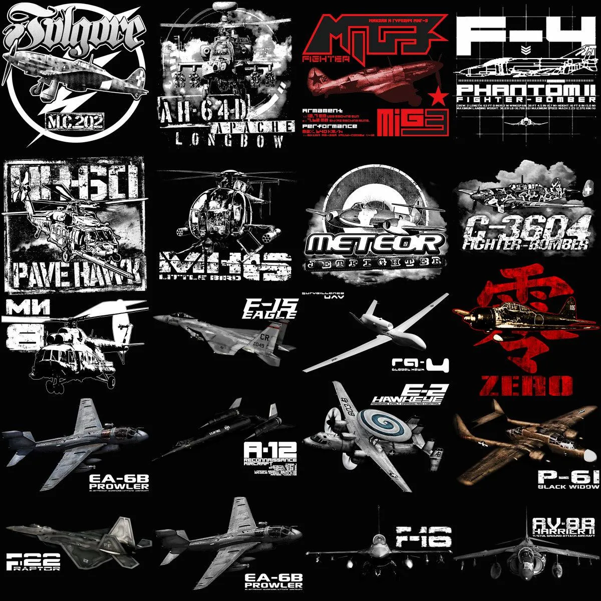 133 Aircrafts Military Airplane Designs Bundle PNG