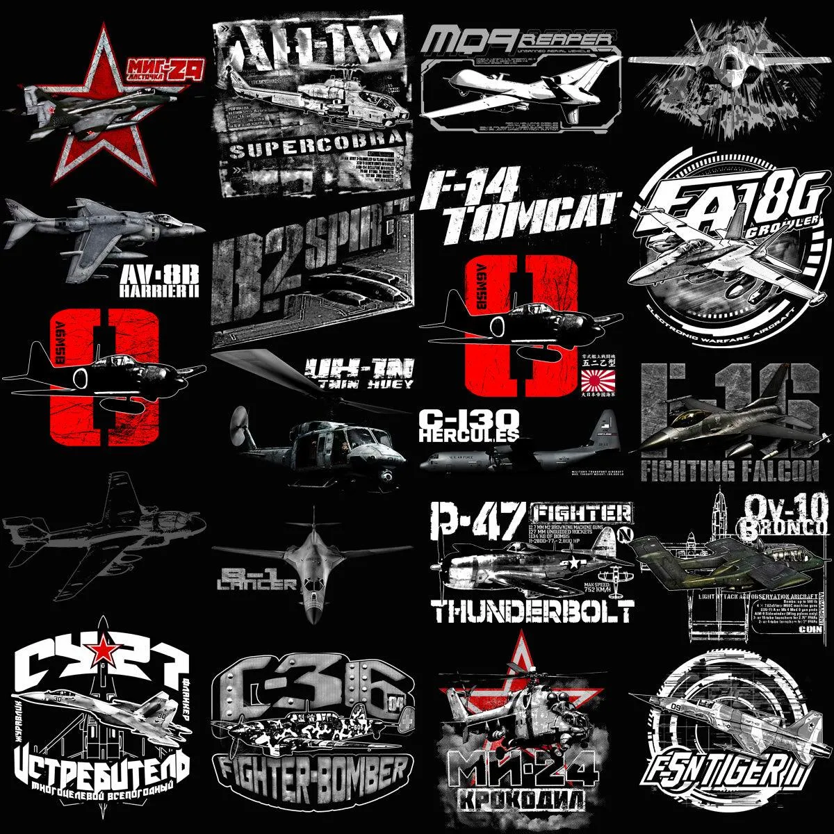 133 Aircrafts Military Airplane Designs Bundle PNG