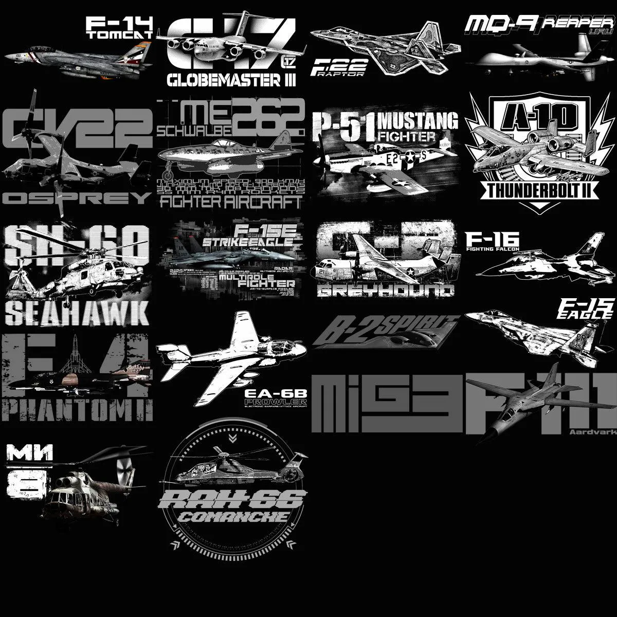 133 Aircrafts Military Airplane Designs Bundle PNG