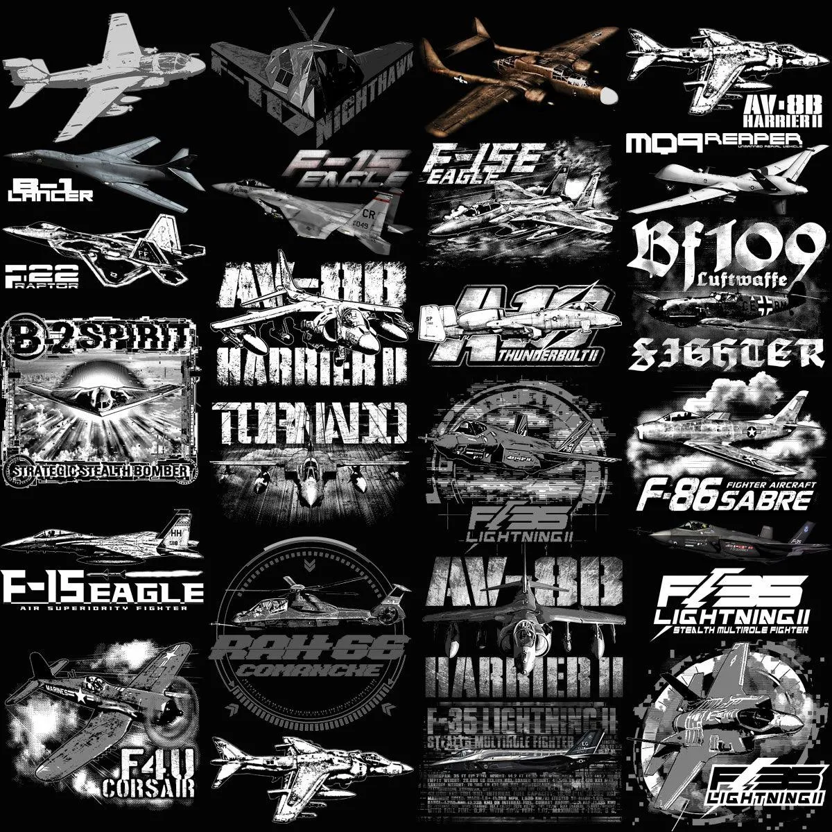 133 Aircrafts Military Airplane Designs Bundle PNG