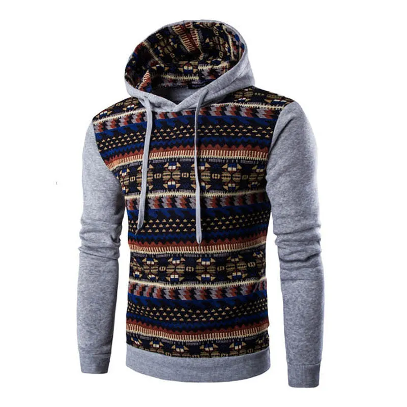 2017 Hoodies Mens Hombre Hip Hop Male Brand Hoodie Fashion Geometric Print Sweatshirt Men Slim Fit Men Hoody XXL EYRV