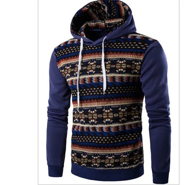 2017 Hoodies Mens Hombre Hip Hop Male Brand Hoodie Fashion Geometric Print Sweatshirt Men Slim Fit Men Hoody XXL EYRV