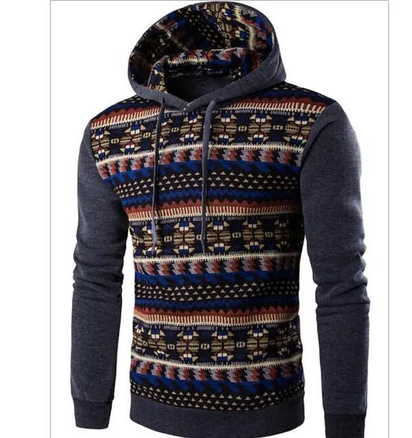 2017 Hoodies Mens Hombre Hip Hop Male Brand Hoodie Fashion Geometric Print Sweatshirt Men Slim Fit Men Hoody XXL EYRV