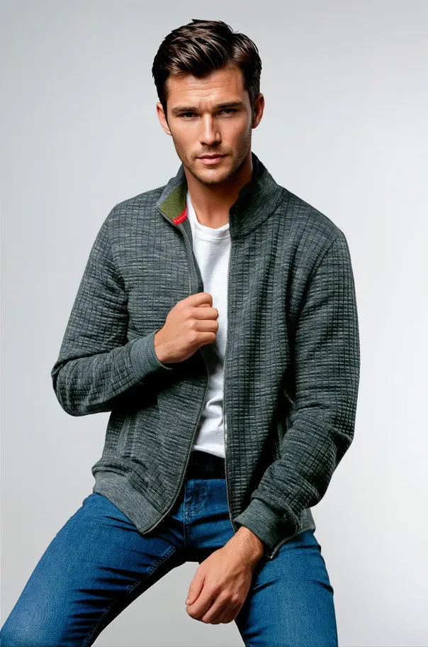 7 Downie St. Full Zip Waffle Knit Cardigan Sweater | Green