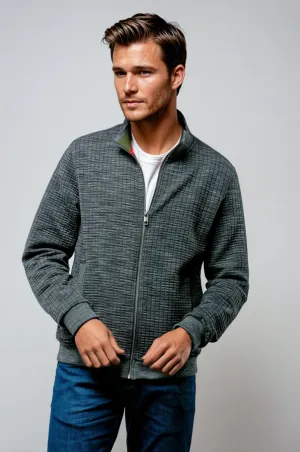 7 Downie St. Full Zip Waffle Knit Cardigan Sweater | Green