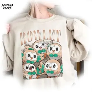 Anime Japanese Pkm Starter Vintage Rowlet Vintage 90s PNG Design