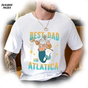 Best Dad In Atlatica For Dad Cartoon Father’S Day The Little Mermaild King Triton PNG Design