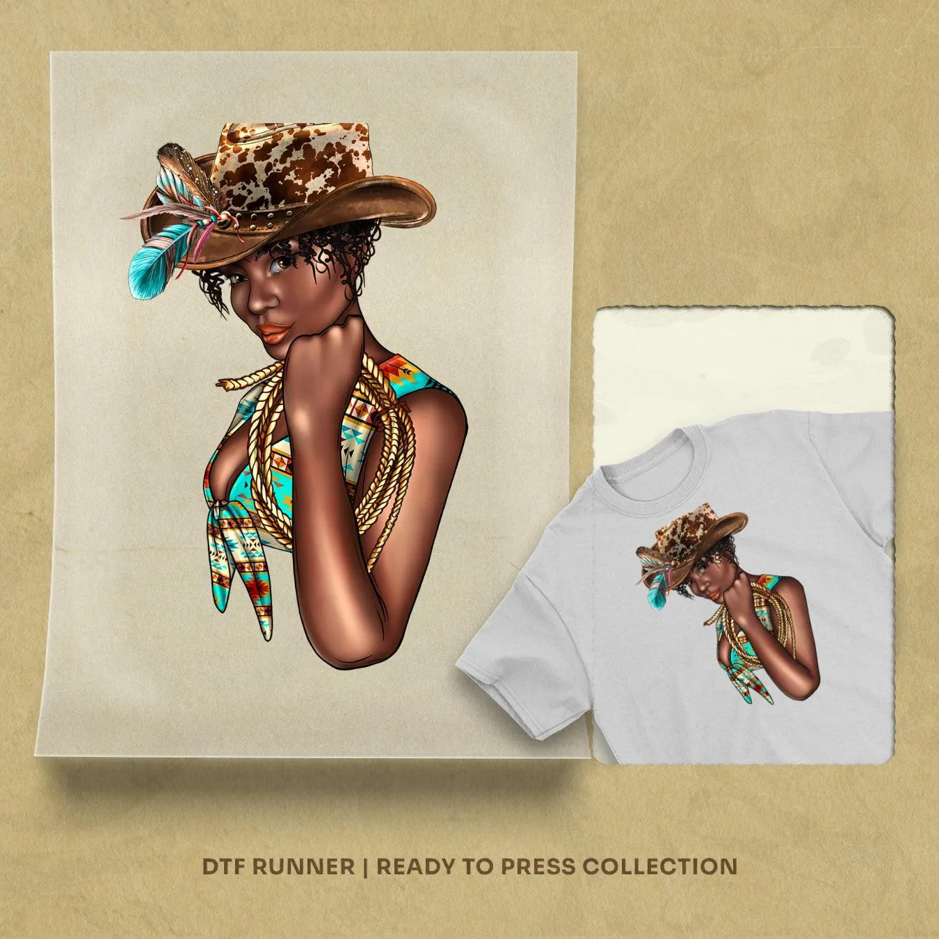 Black Cowboy Girl dtf transfer prints