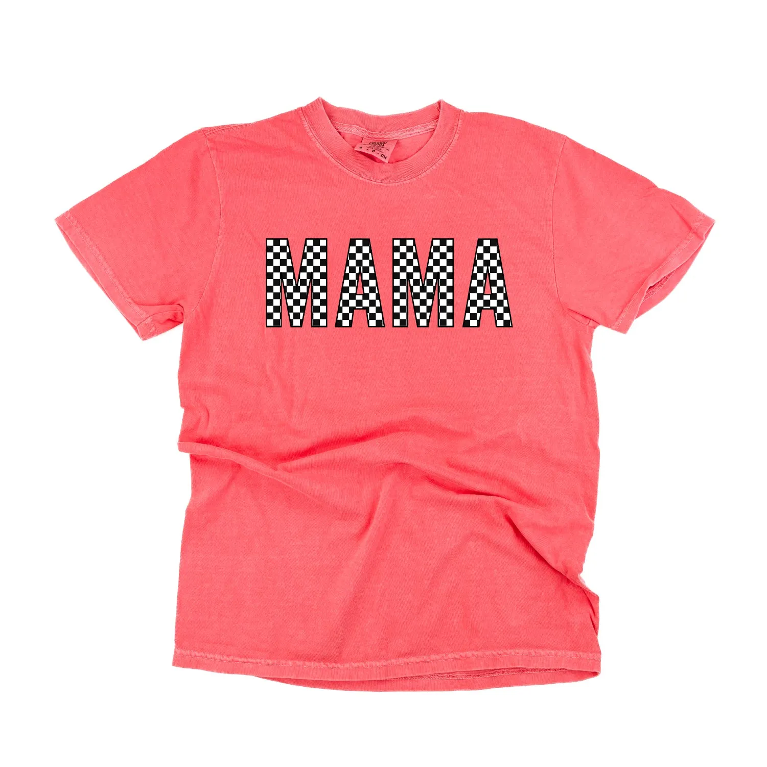 Block Font Checkers - MAMA - SHORT SLEEVE COMFORT COLORS TEE