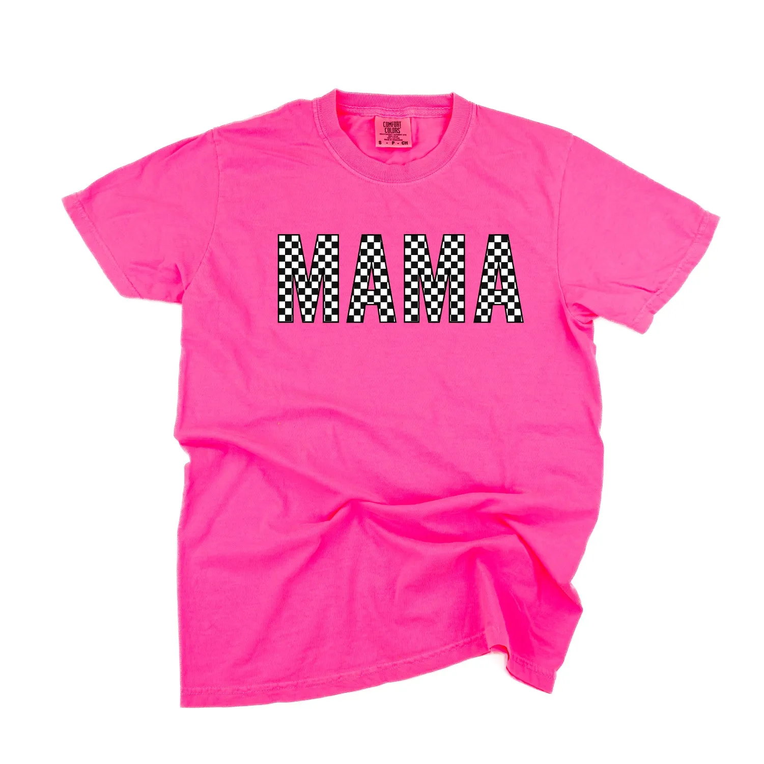 Block Font Checkers - MAMA - SHORT SLEEVE COMFORT COLORS TEE