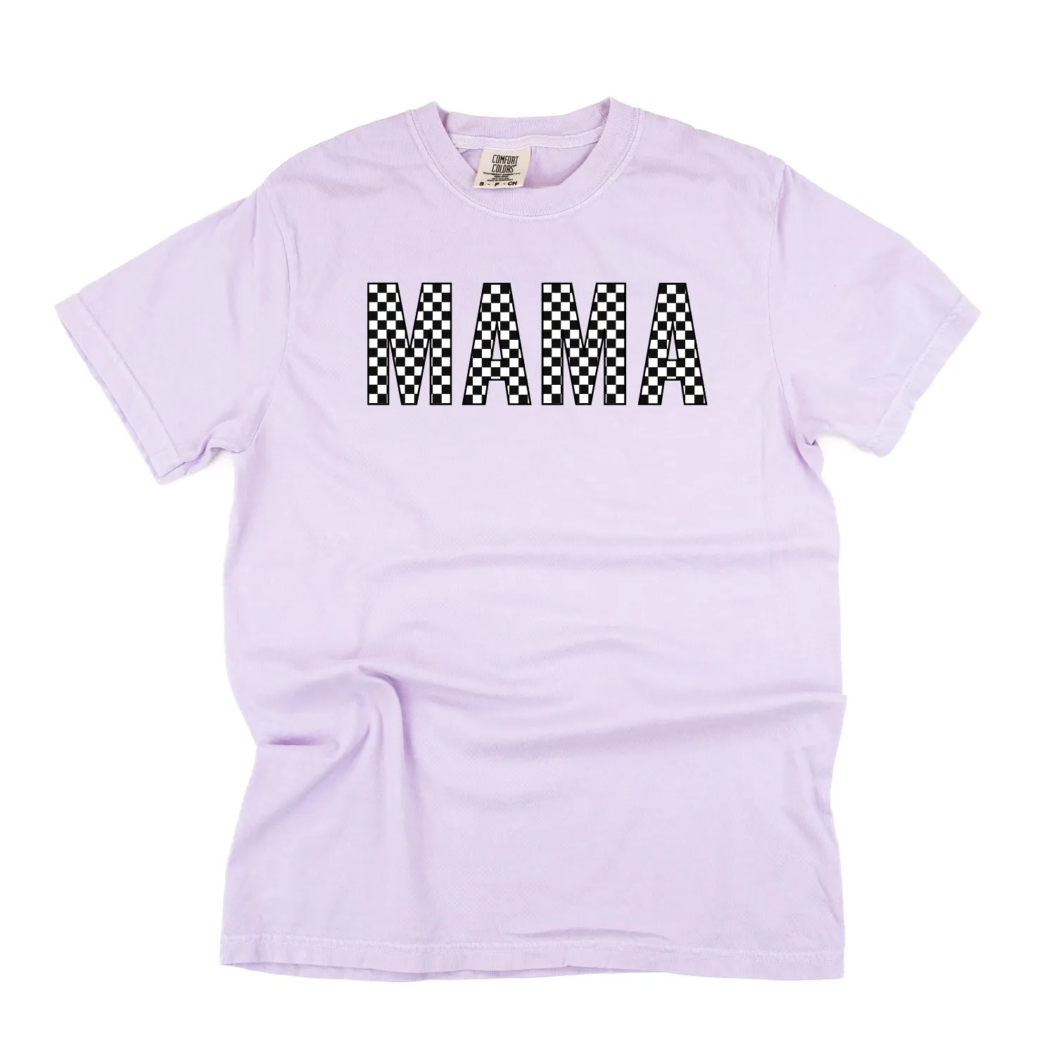 Block Font Checkers - MAMA - SHORT SLEEVE COMFORT COLORS TEE