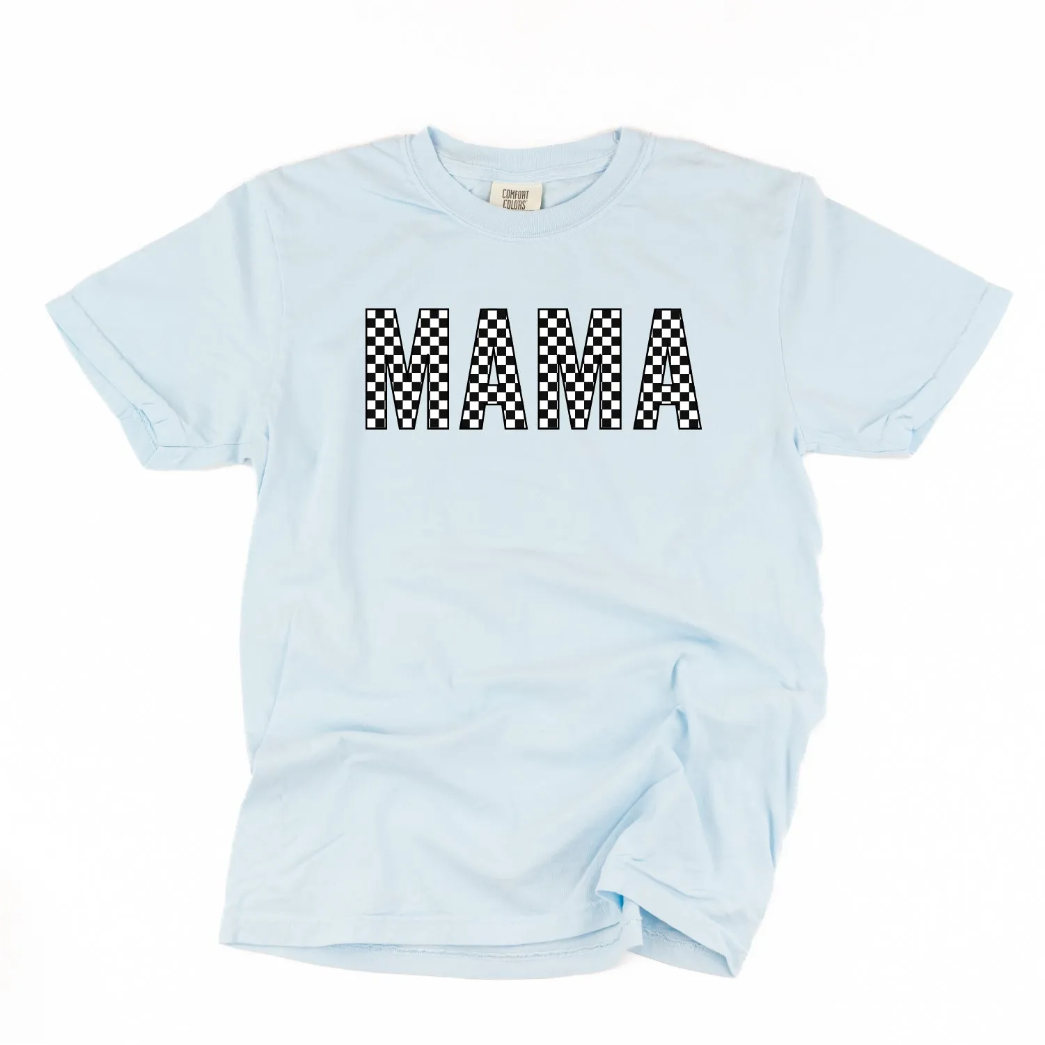 Block Font Checkers - MAMA - SHORT SLEEVE COMFORT COLORS TEE