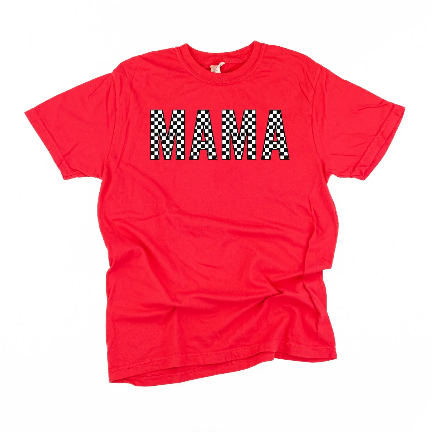 Block Font Checkers - MAMA - SHORT SLEEVE COMFORT COLORS TEE