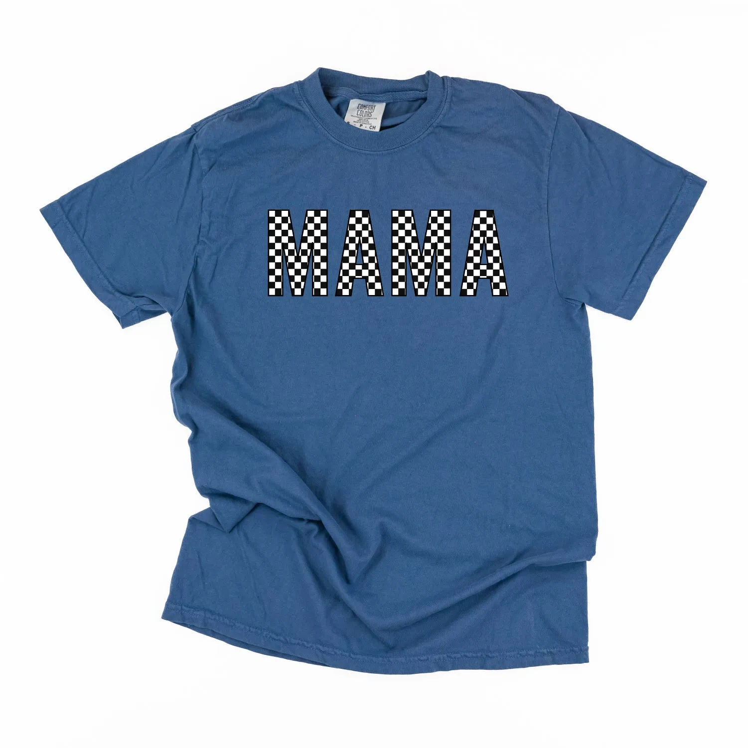 Block Font Checkers - MAMA - SHORT SLEEVE COMFORT COLORS TEE