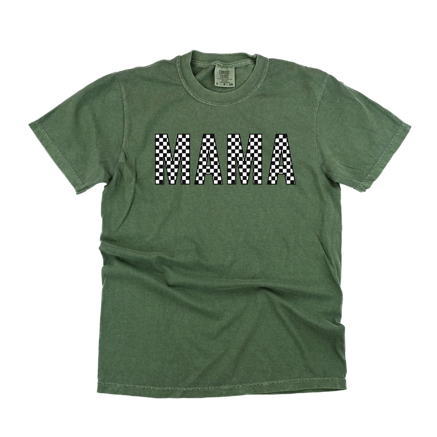 Block Font Checkers - MAMA - SHORT SLEEVE COMFORT COLORS TEE