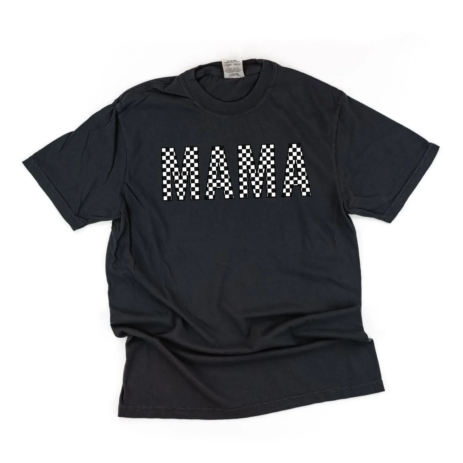 Block Font Checkers - MAMA - SHORT SLEEVE COMFORT COLORS TEE