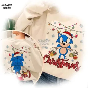 Blue Hedgehog Christmas Christmas Matching Two-sided Sonic The Hedgehog Christmas PNG Design