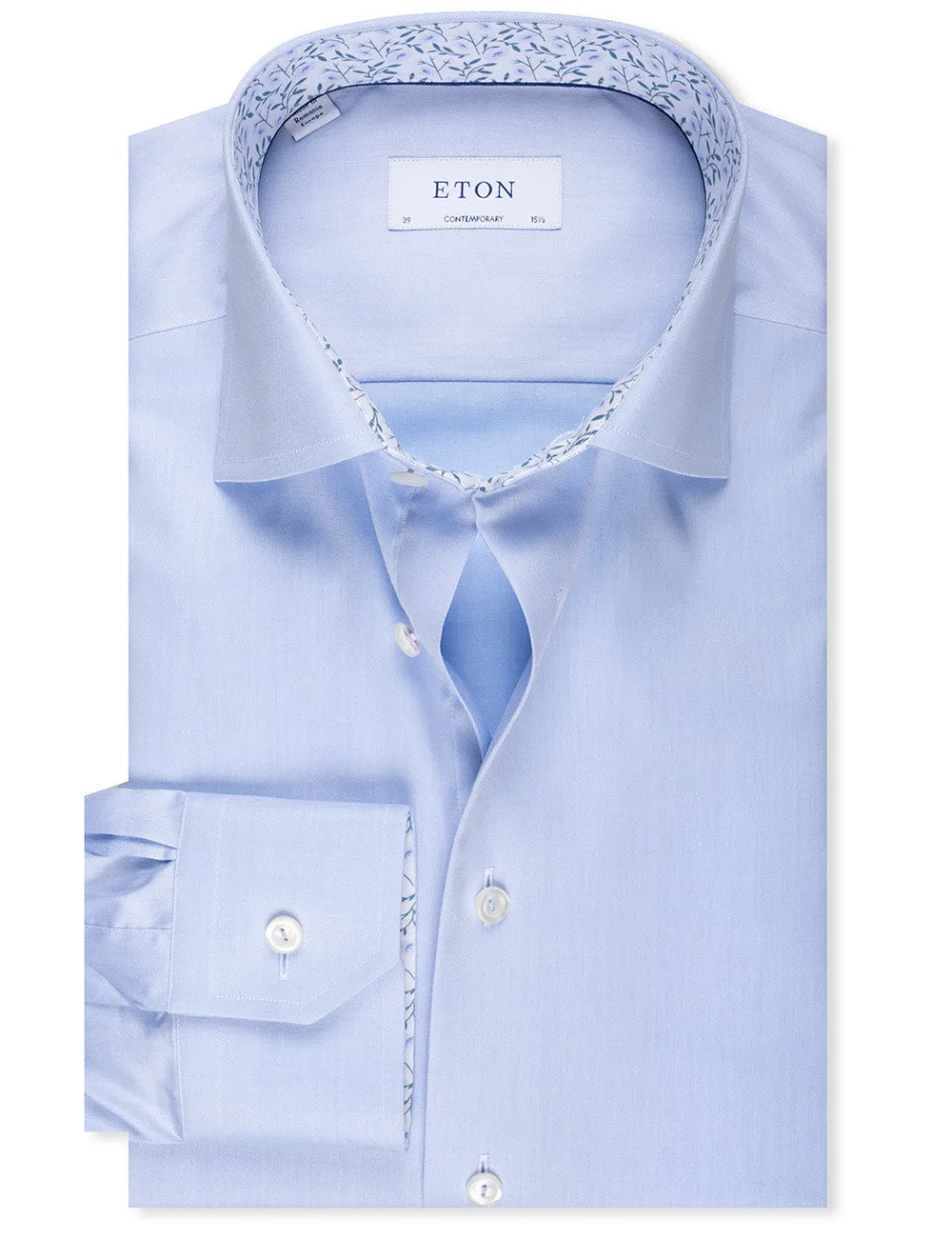 Blue Plain With Inlay Formal Contemporary Shirt