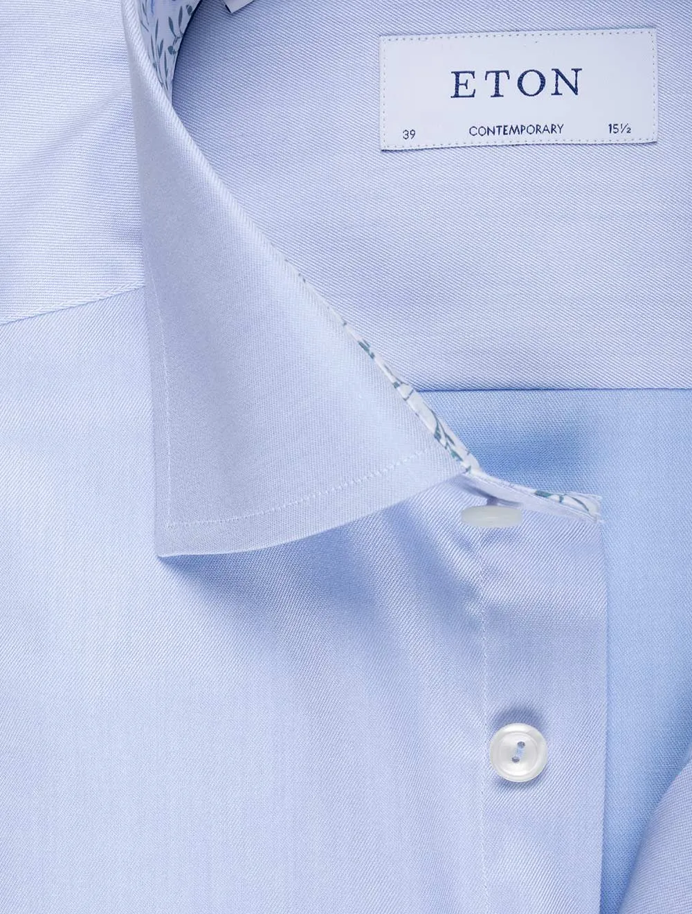 Blue Plain With Inlay Formal Contemporary Shirt