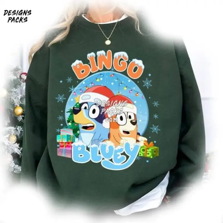 Bluey Santa Red Hat Xmas Holliday Merry Xmas Season Bluey Bingo Family Merry Christmas PNG Design