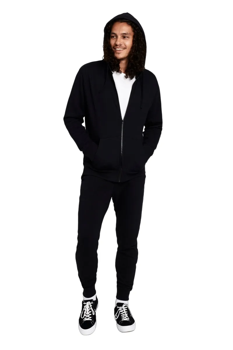 Bonds Mens Essential Hoodie Pullover Zip Up Jumper Black