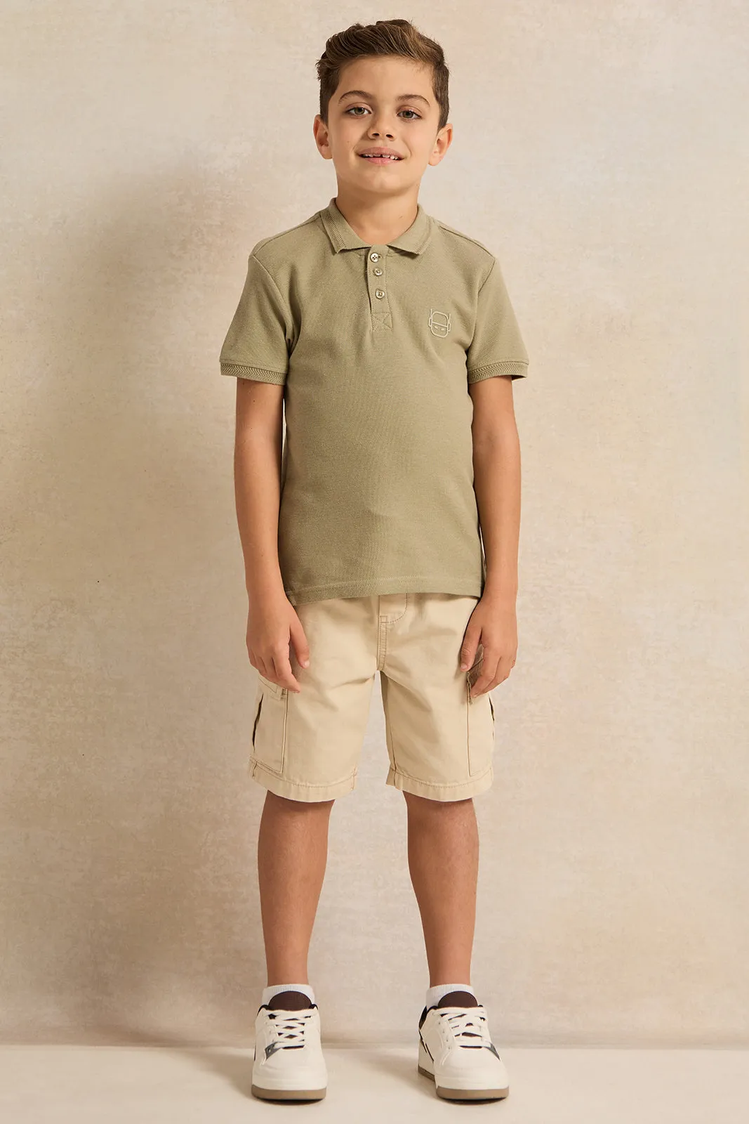 Boys Olive Collared Polo Shirt