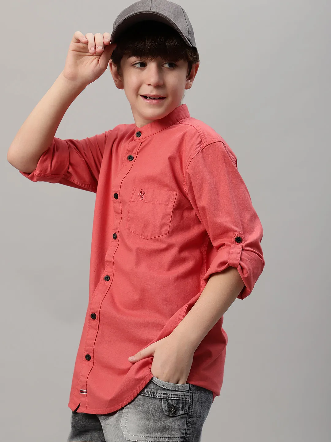 Boy's Red Solid Full Sleeve Shirt