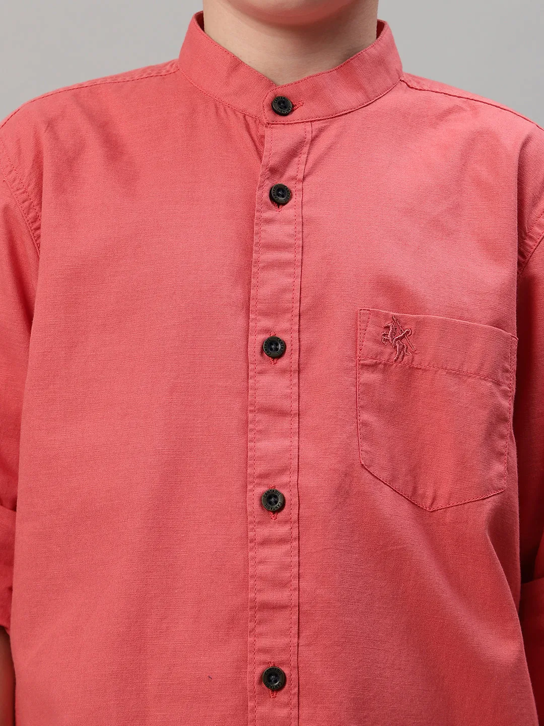 Boy's Red Solid Full Sleeve Shirt