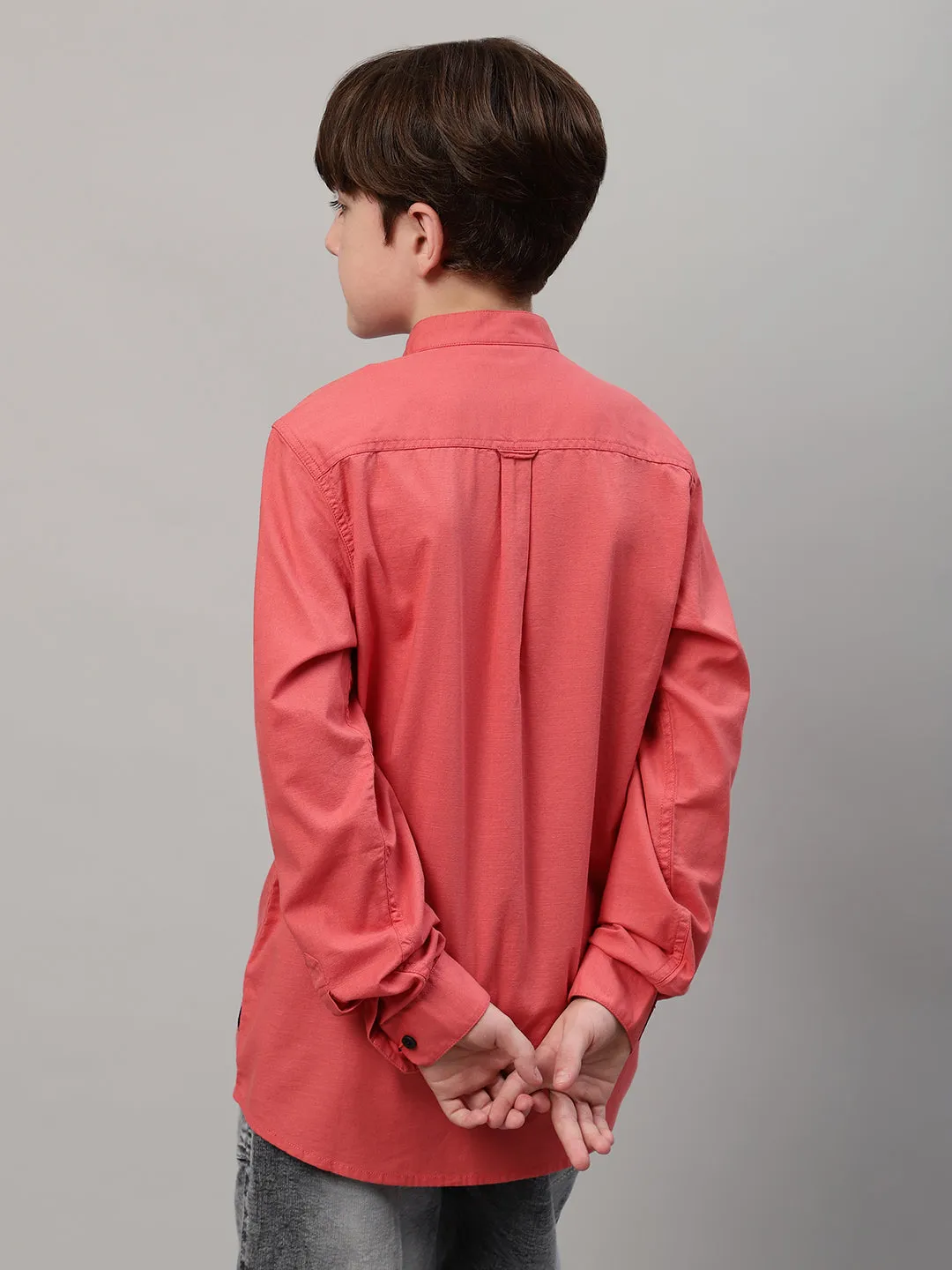 Boy's Red Solid Full Sleeve Shirt