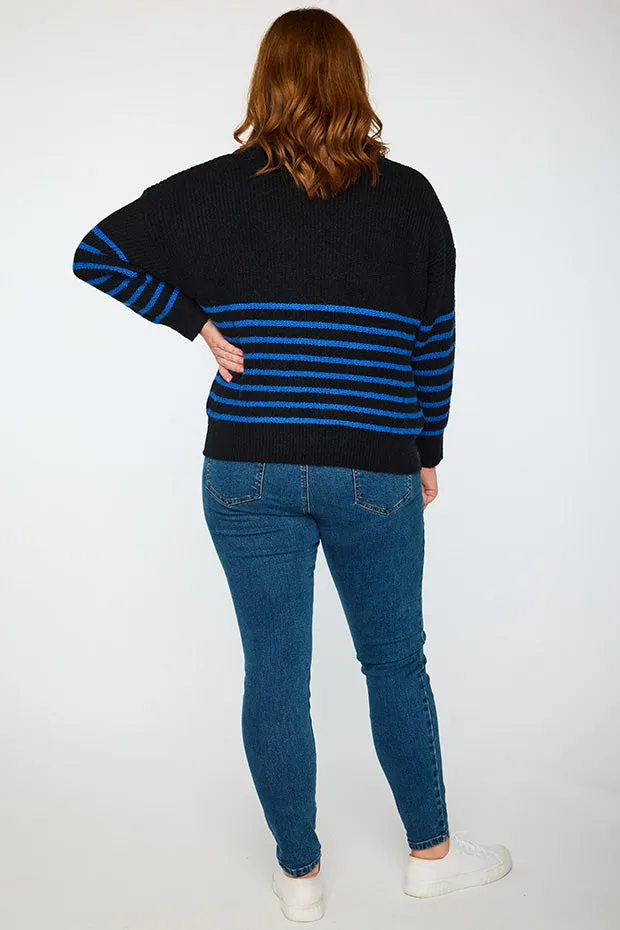 Bree Black/Cobalt Knit