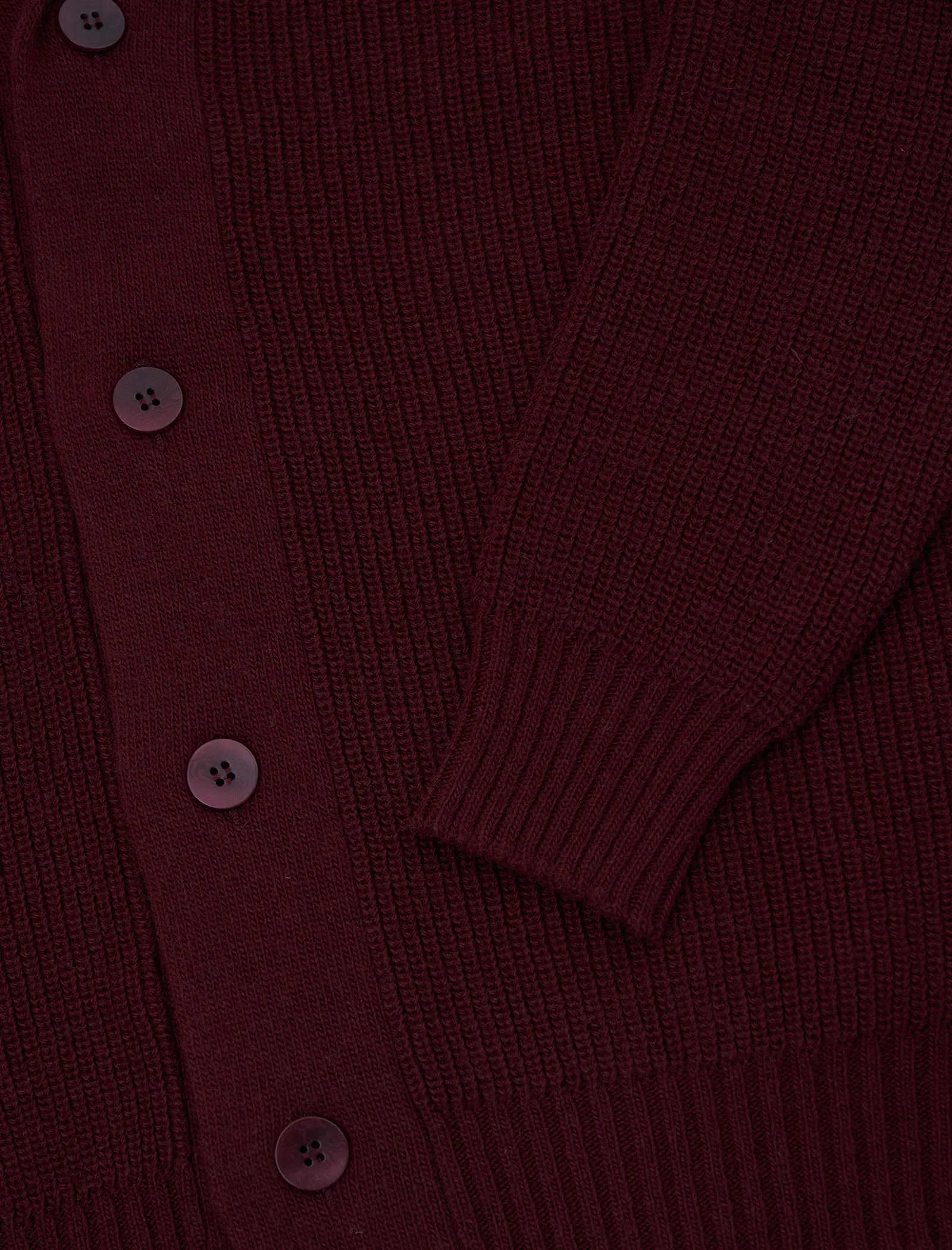 Burgundy Ribbed Shawl Neck Wool & Cashmere Cardigan