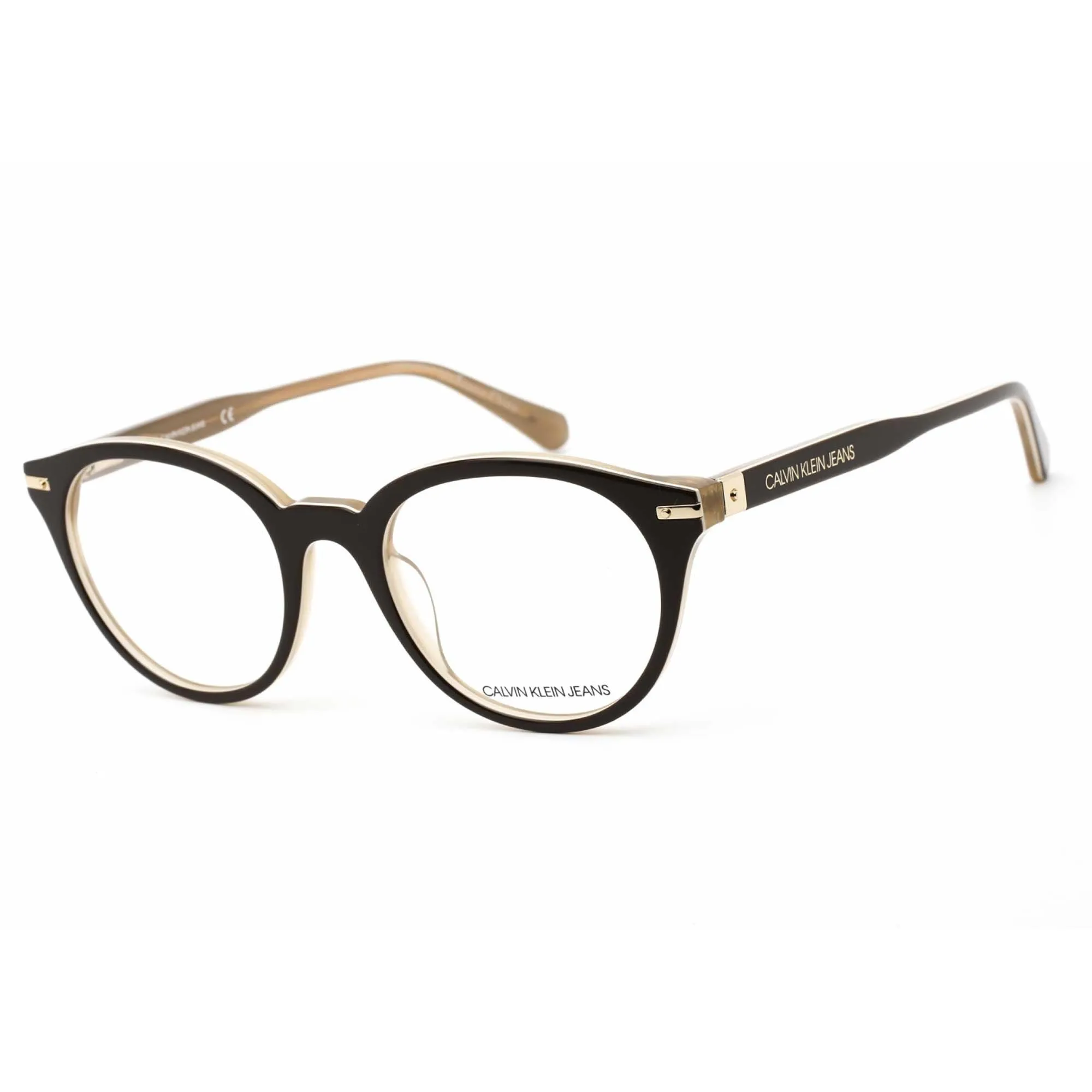 Calvin Klein Jeans Unisex Eyeglasses - Brown/Milky Beige Round Frame | CKJ20513 213