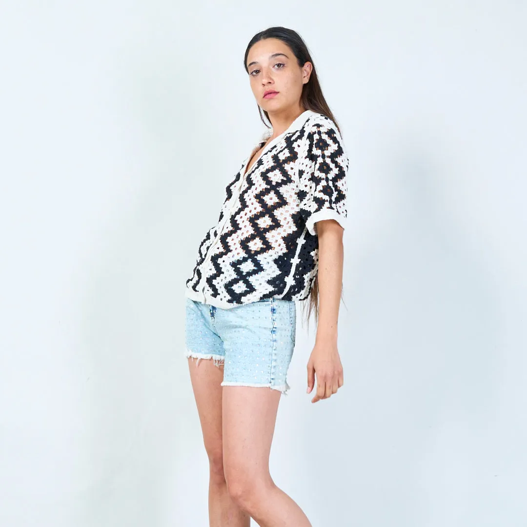 Crochet top with geometric pattern wholesale