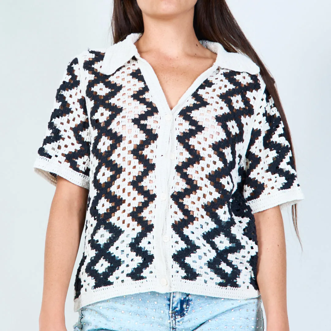 Crochet top with geometric pattern wholesale