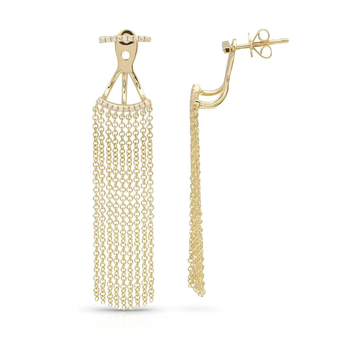 Diamond Tassel Two-Piece Ear Jacket Drop Earrings