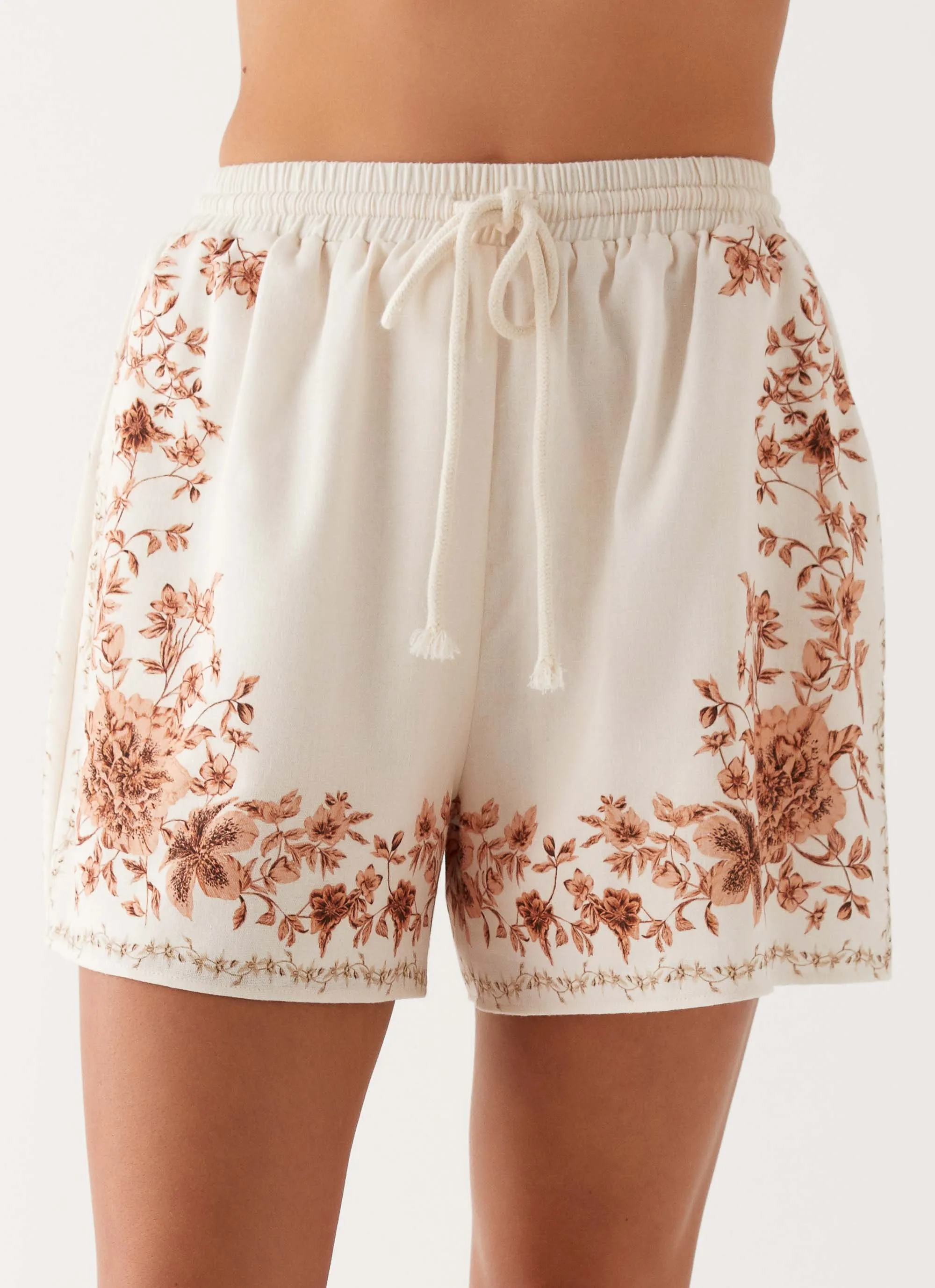 Dreamy Days Linen High Waisted Shorts - Ivory