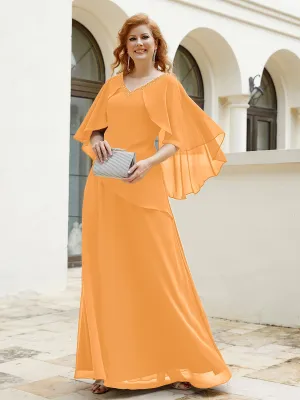 Dress Adorned with Beaded Elegance and Flutter Sleeves Tangerine