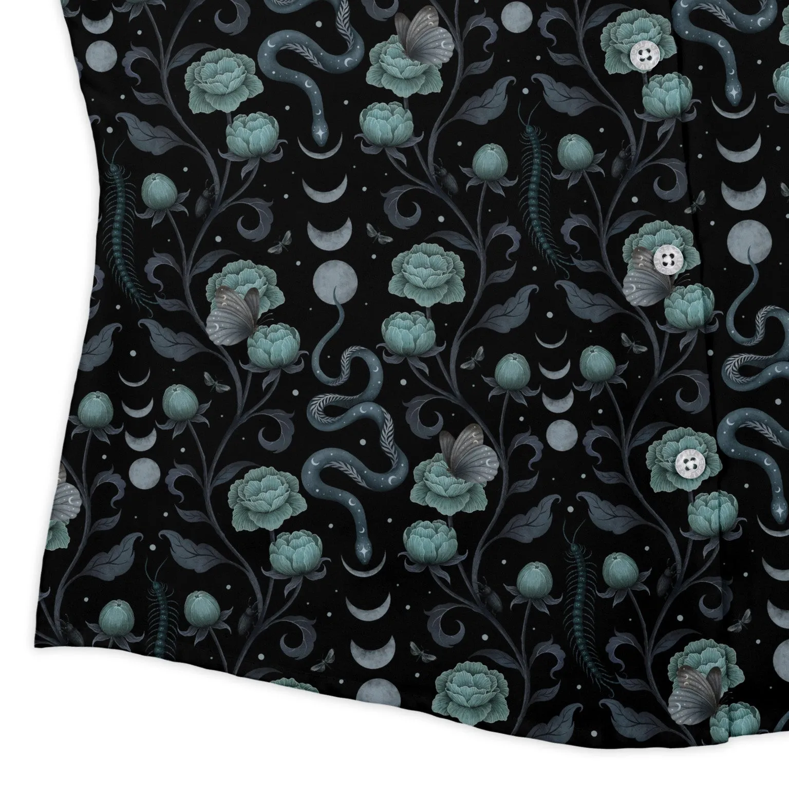 Episodic Serpent Garden Blue Curvy Button Up Shirt