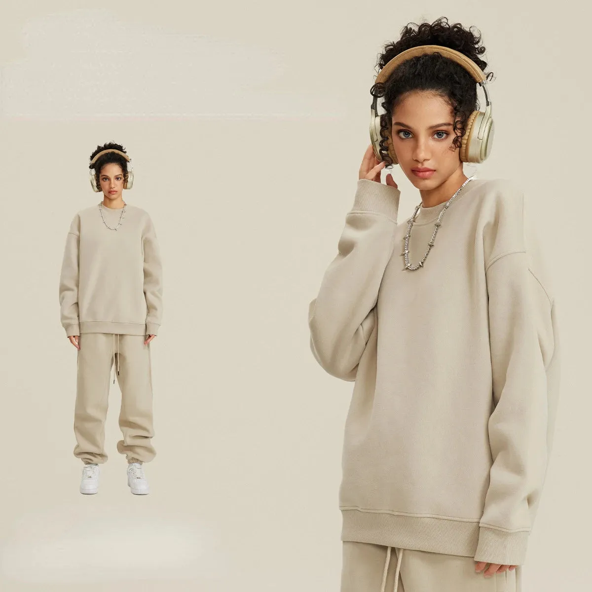 Fashion Casual Thicken Oversized Round Neck Hoodie