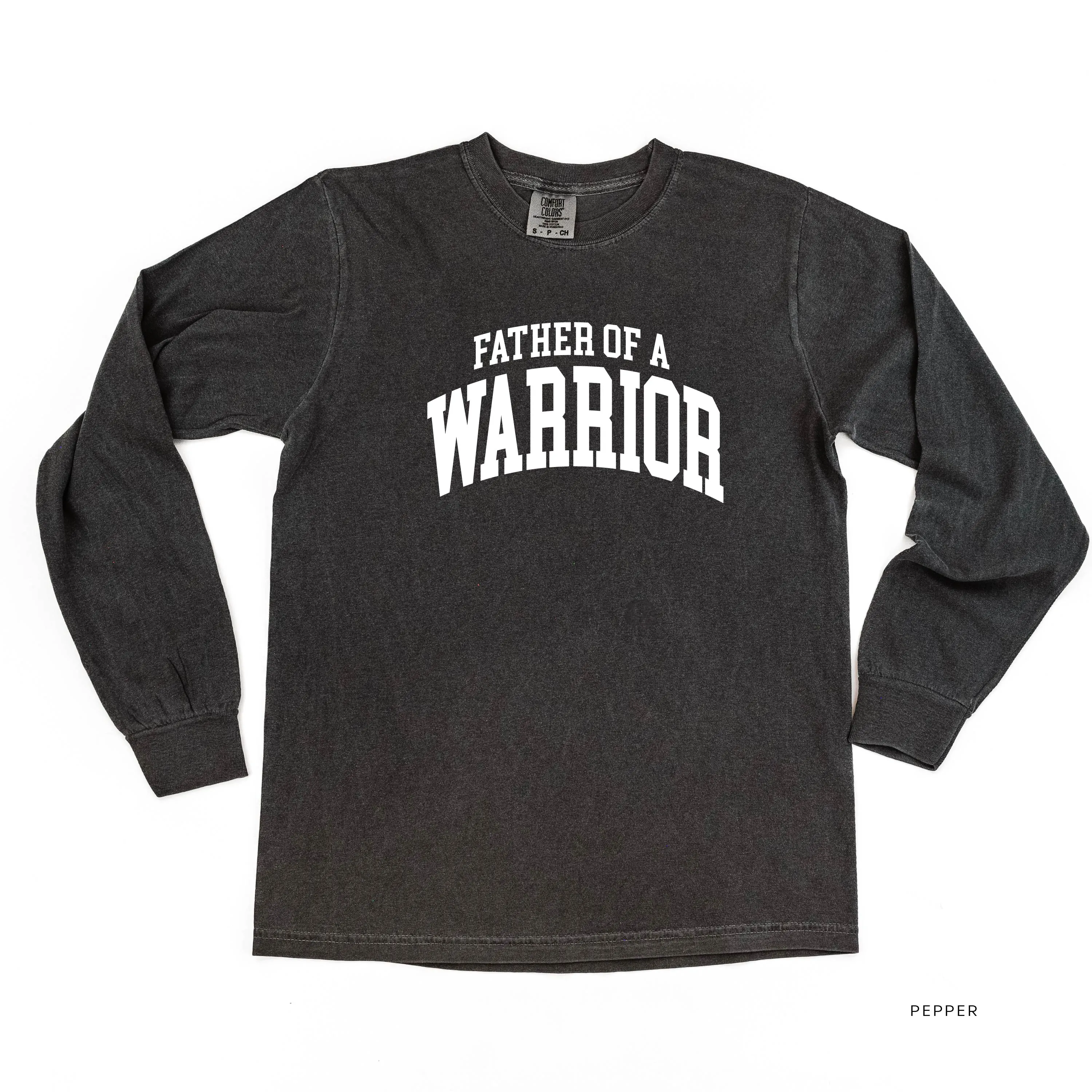 Father of a Warrior - Varsity - LONG SLEEVE COMFORT COLORS TEE