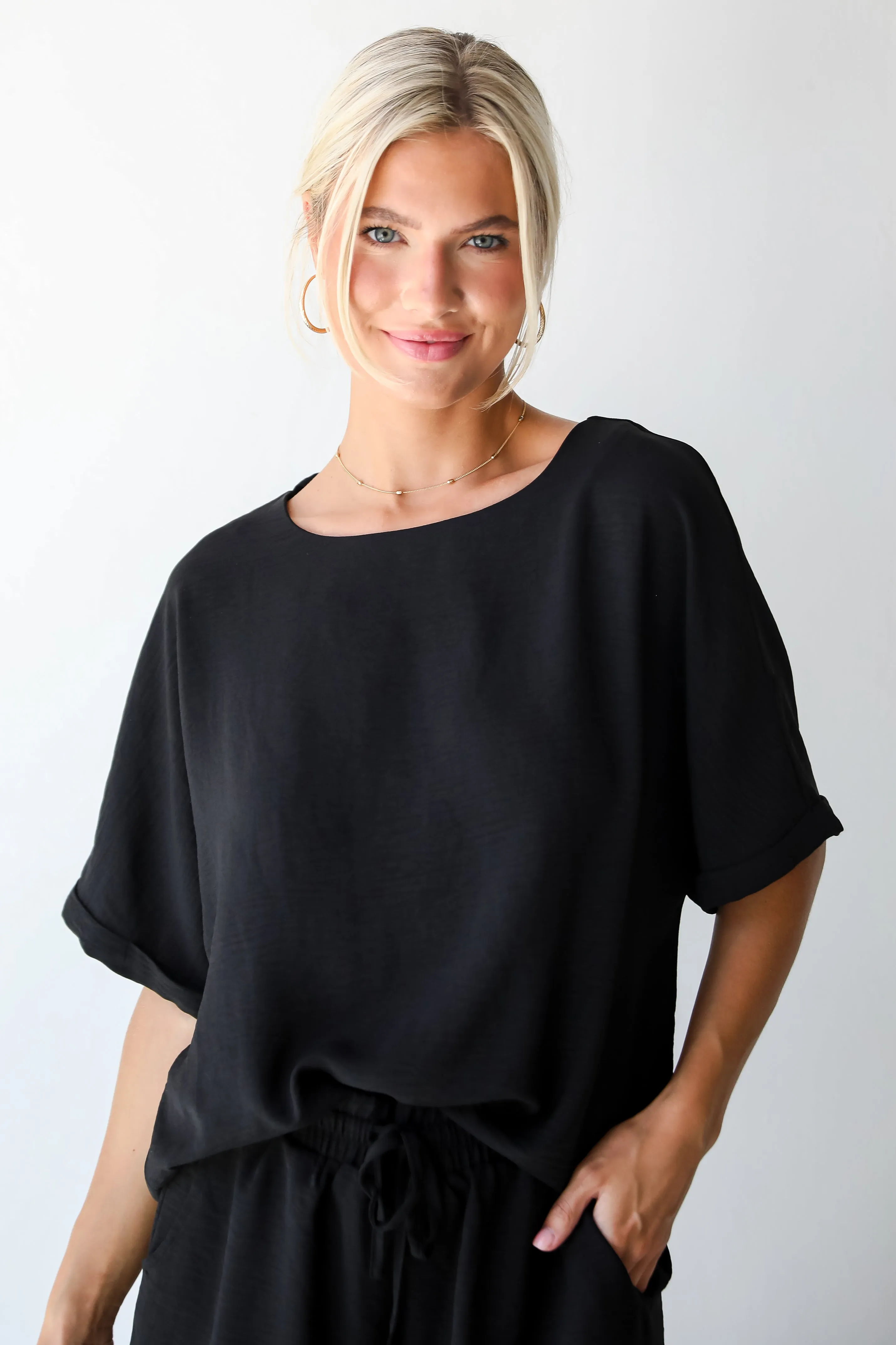 FINAL SALE - Unforgettable Beauty Black Blouse - DU DEAL