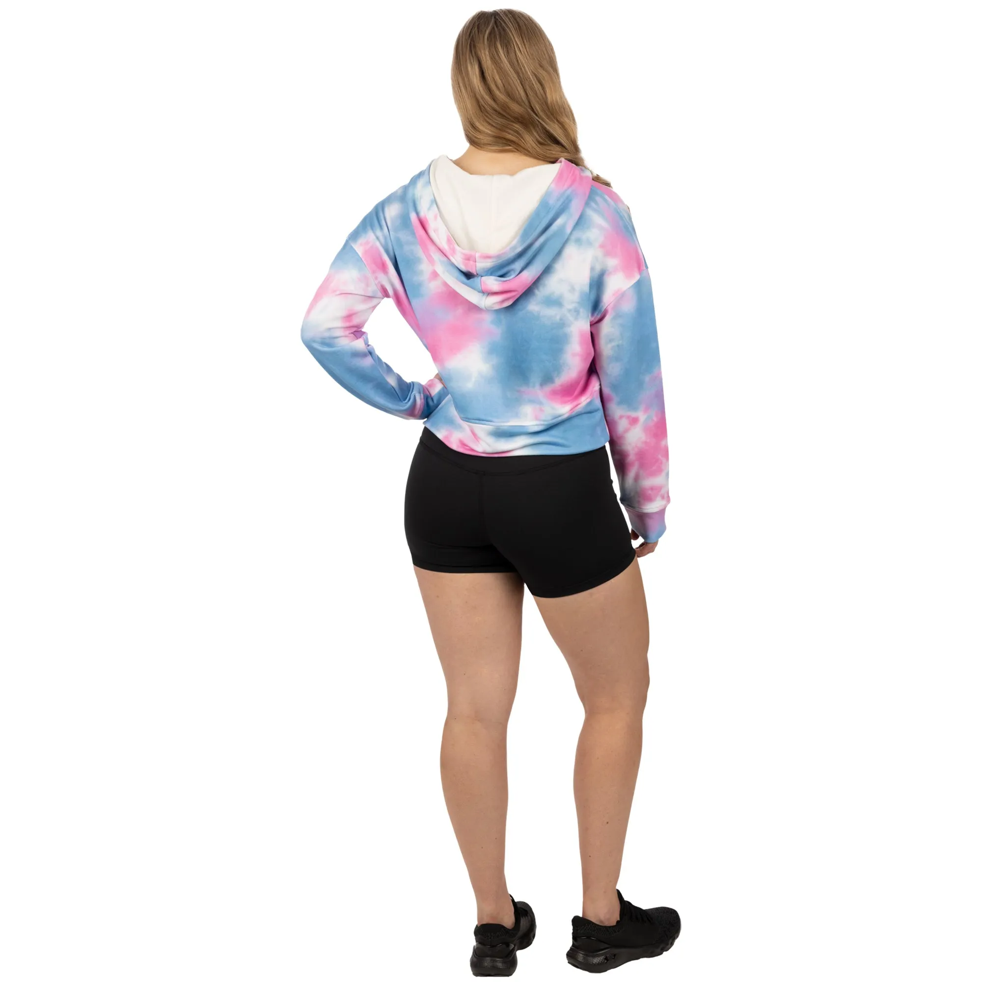 FXR 232253-9441-07 Womens Balance Cropped Pullover Hoodie Pink-Blue Dye - Small