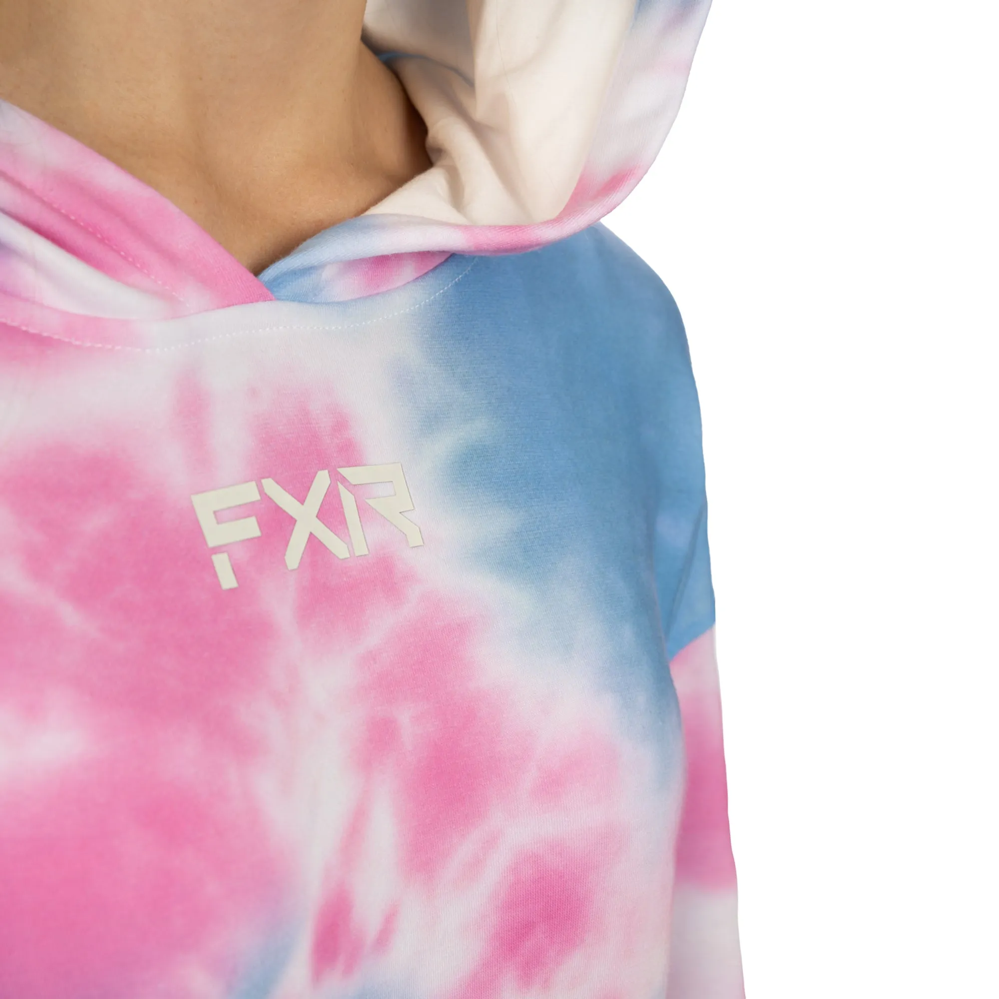 FXR 232253-9441-07 Womens Balance Cropped Pullover Hoodie Pink-Blue Dye - Small