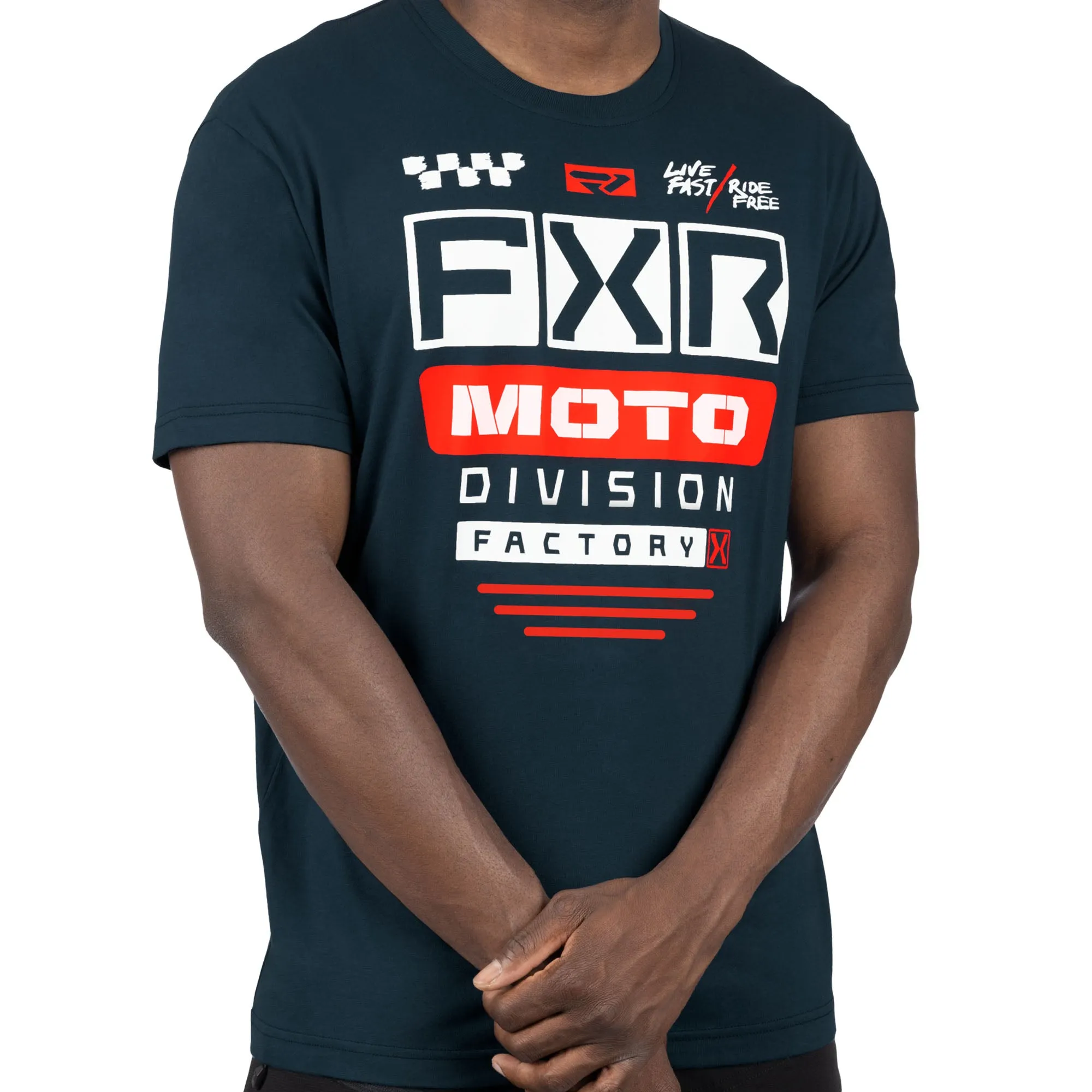 FXR Gladiator Premium T-Shirt Dark Steel/Red Blue