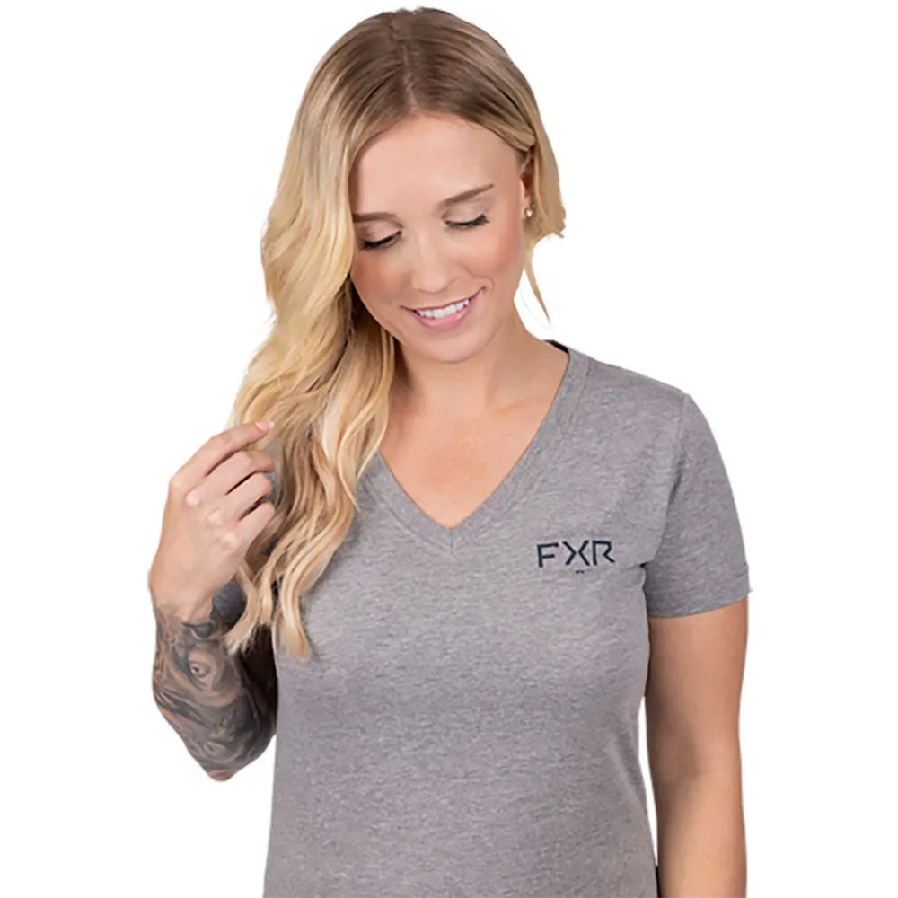 FXR Helium Premium V-Neck T-Shirt Grey Heather/Dark Steel