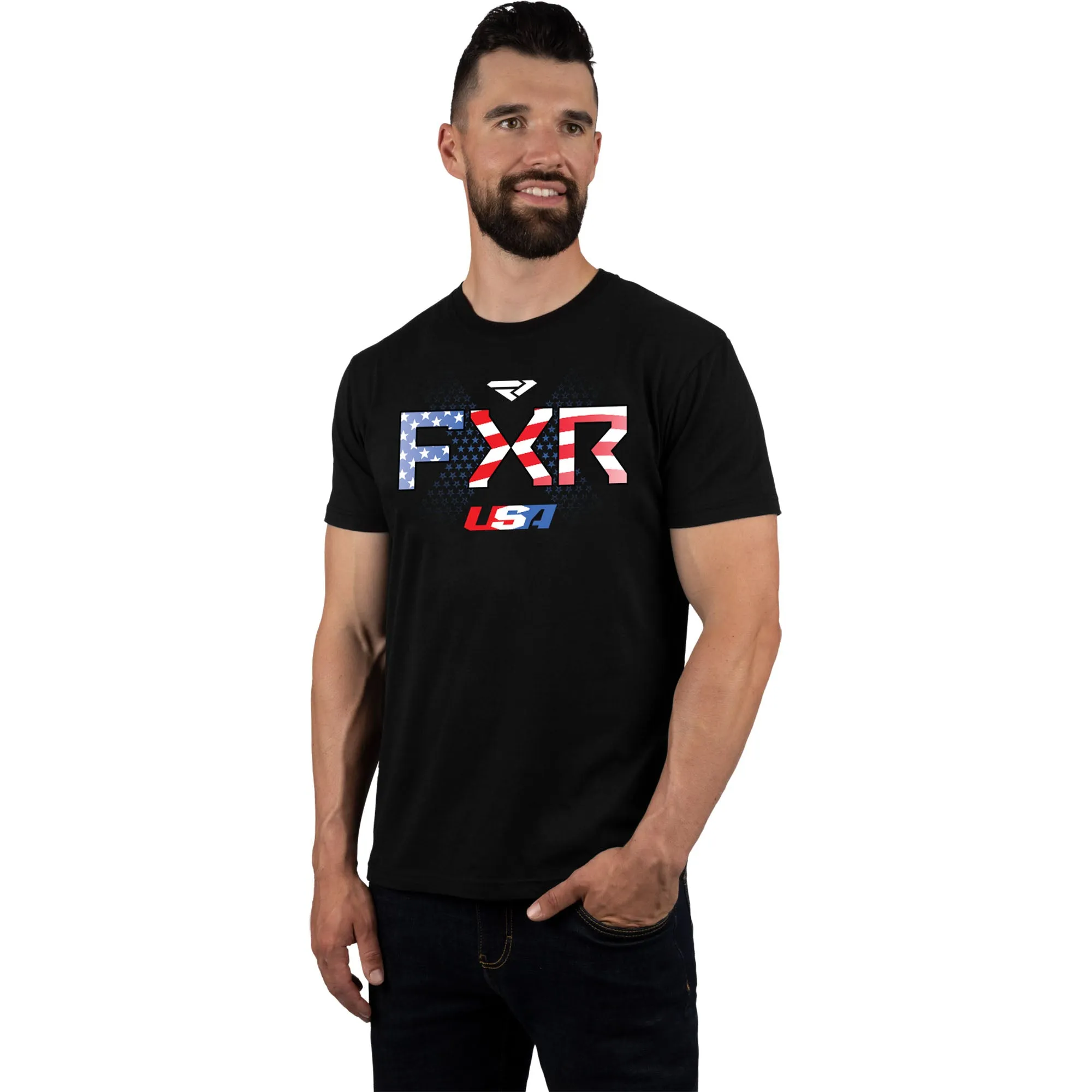 FXR  International Race Premium T-Shirt USA Tee Short Sleeve Screen Printed Logos