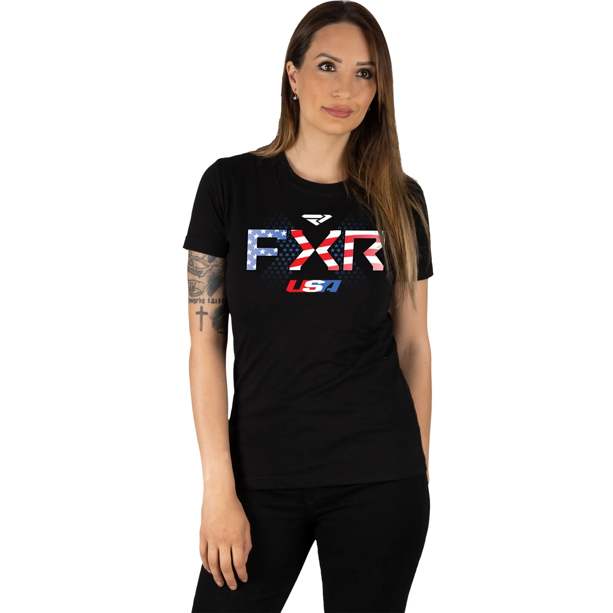 FXR  International Race Premium T-Shirt USA Tee Short Sleeve Screen Printed Logos