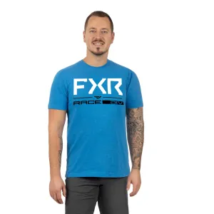 FXR  Mens Race Division Premium T-Shirt Blue Heather White Screen Print Cotton