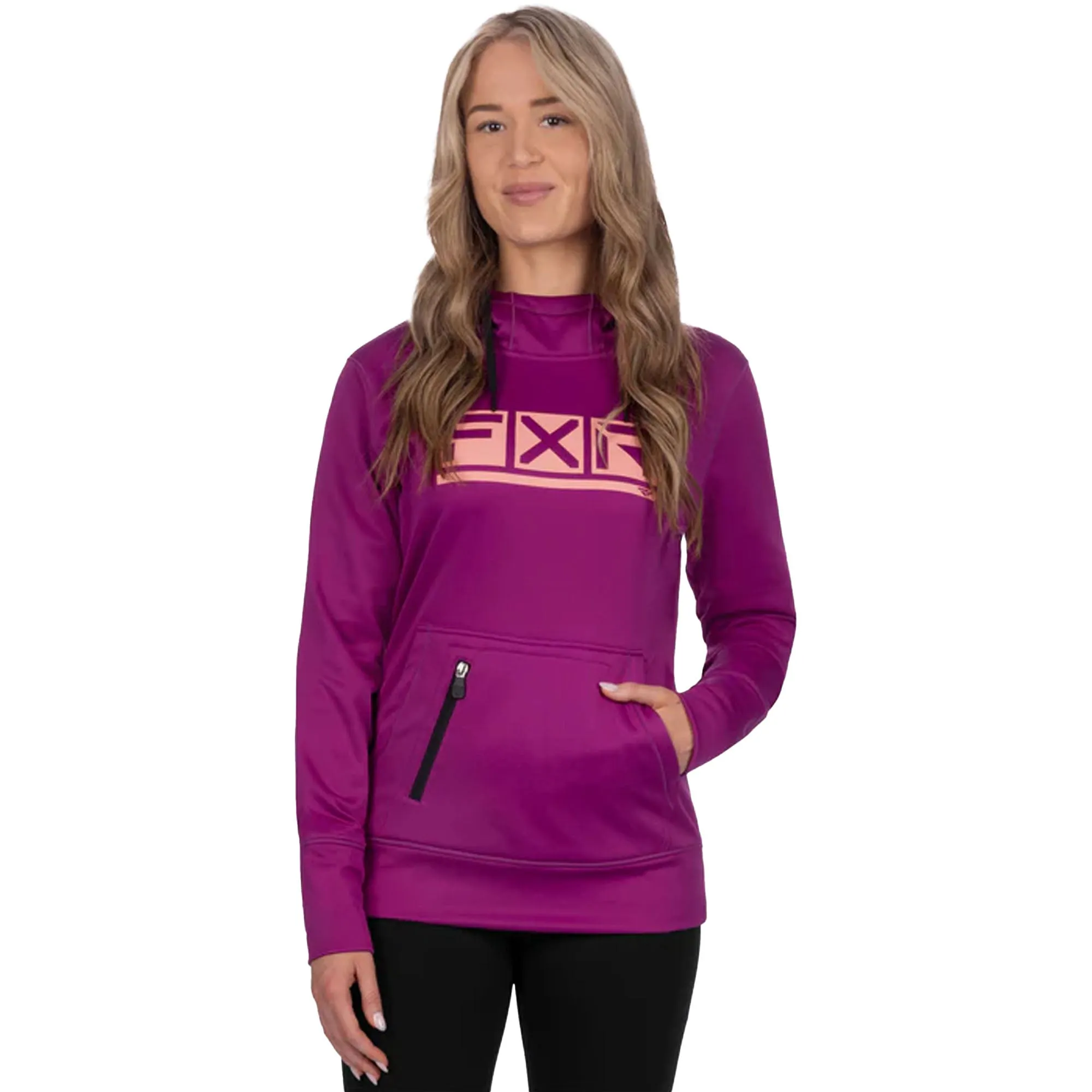 FXR Womens Podium Tech Pullover Hoodie Light Wine/Melon