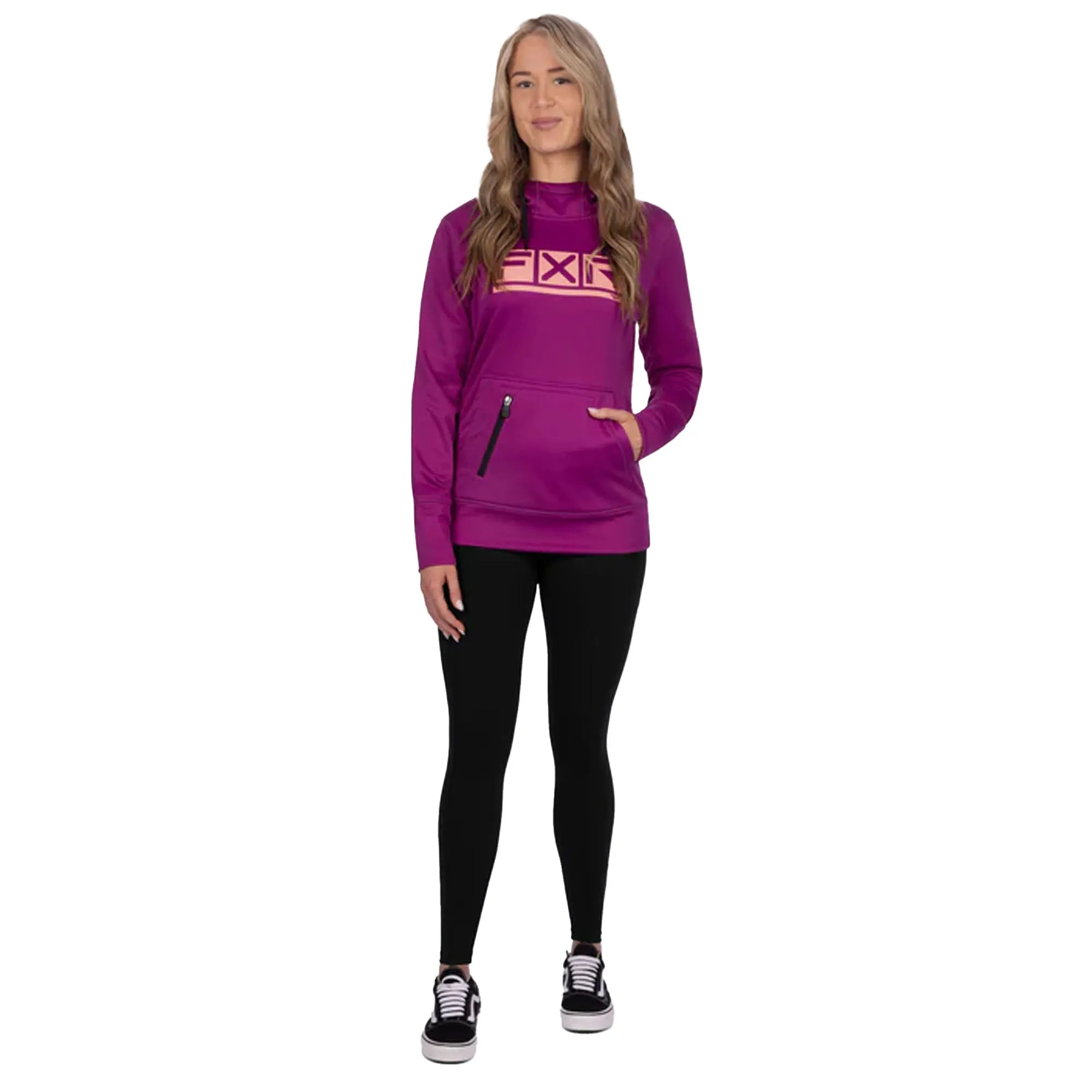 FXR Womens Podium Tech Pullover Hoodie Light Wine/Melon